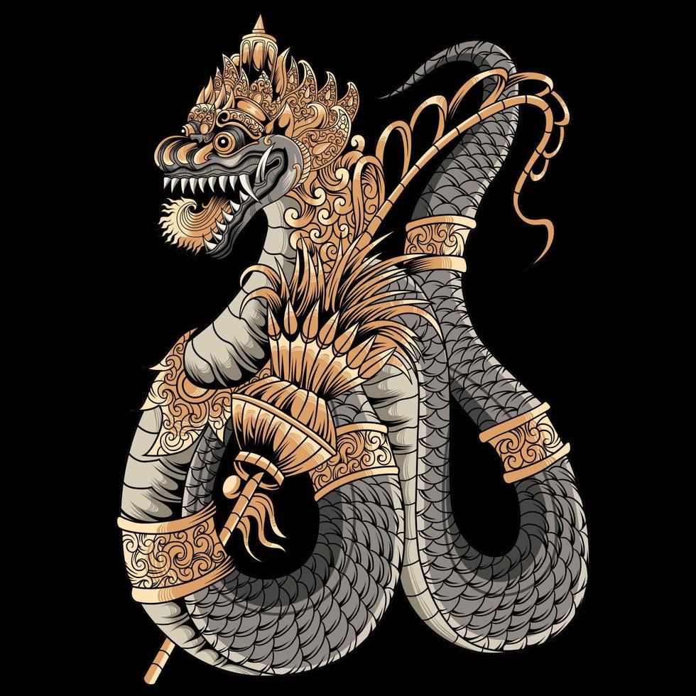 balinese Drago con ornamento illustrazione vettore