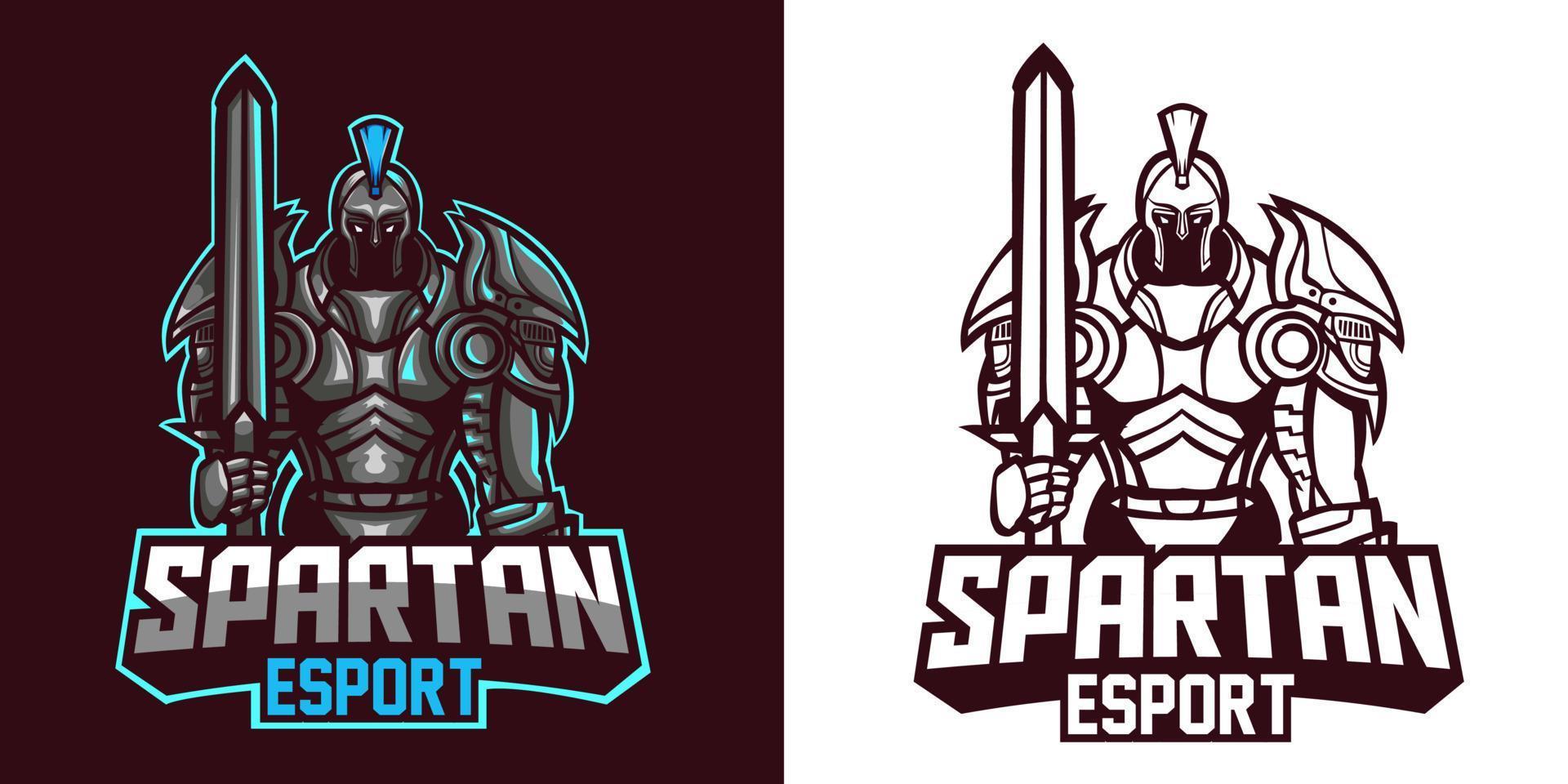 design della mascotte del logo spartano esport vettore