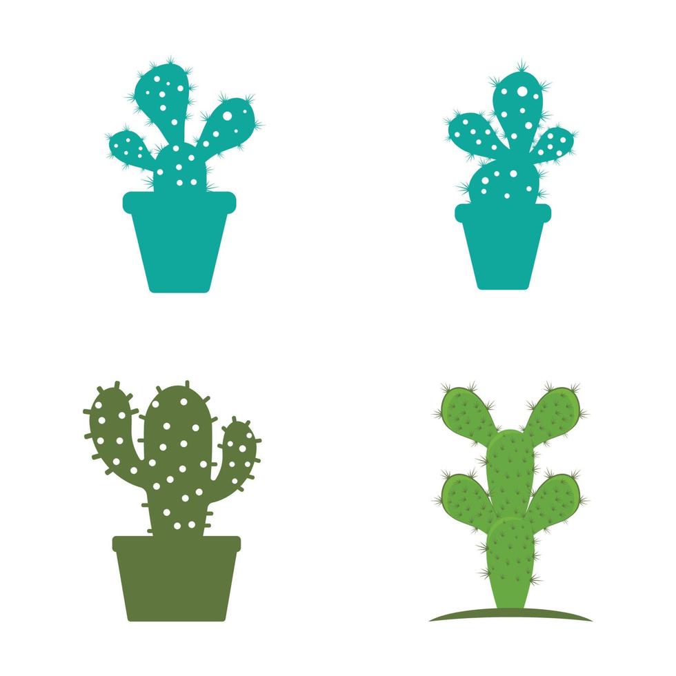 cactus nel vaso di fiori logo vettore illustrazione