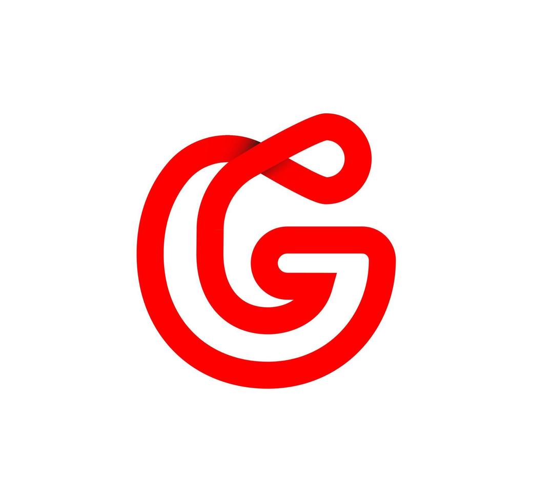 lettera g infinito cartello. ciclico rosso lettera g. moderno naturale infinito ciclo continuo. futuristico logo aziendale design. vettore