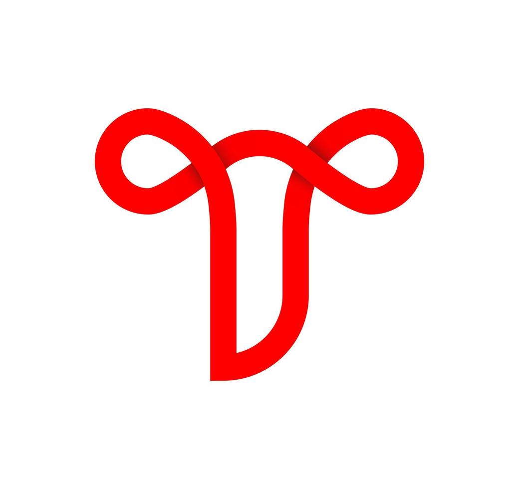 lettera t infinito cartello. ciclico rosso lettera t. moderno naturale infinito ciclo continuo. futuristico logo aziendale design. vettore