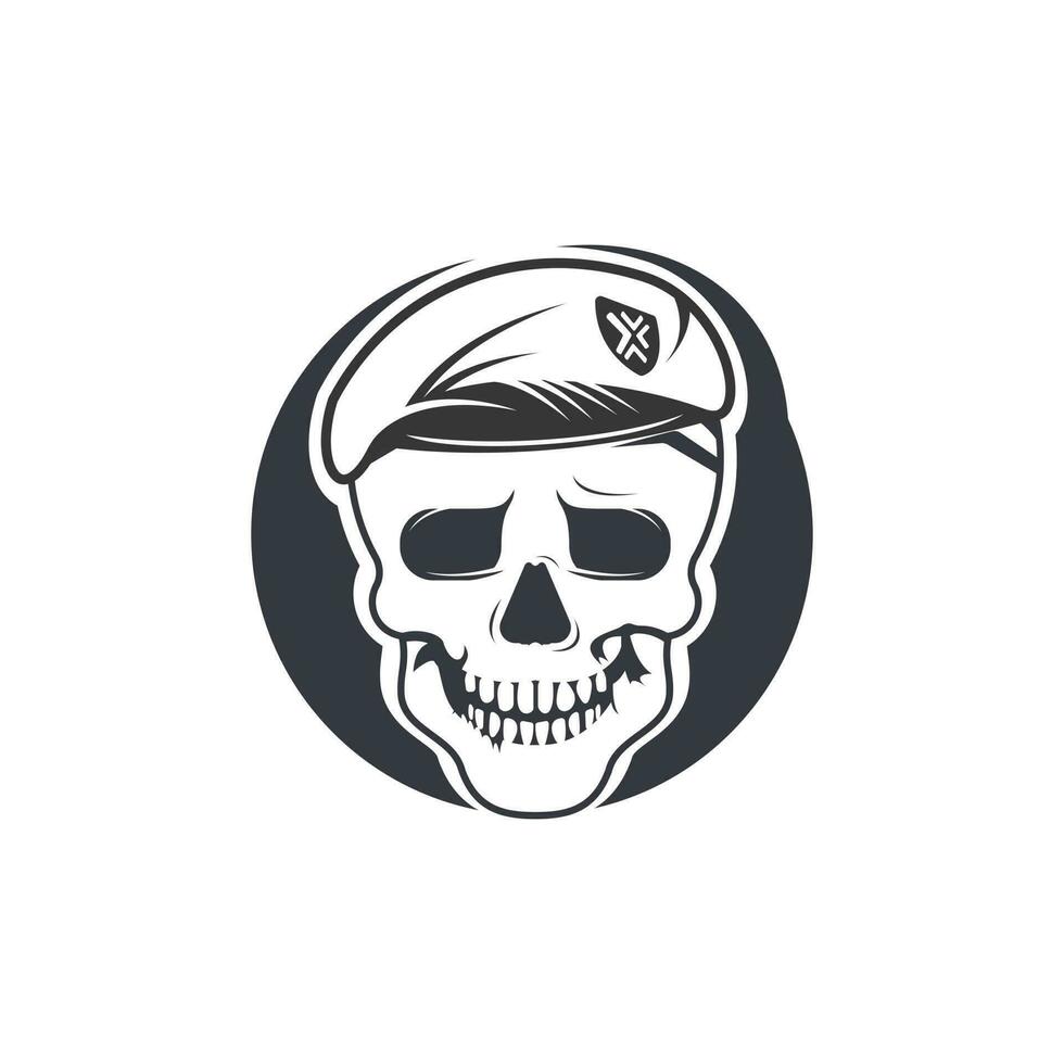 cranio nel soldato casco vettore logo design.