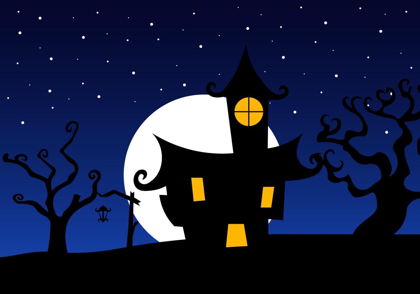 Halloween sfondo con 1 castello pipistrelli volare, strega strega Casa. notte Halloween sfondo vettore