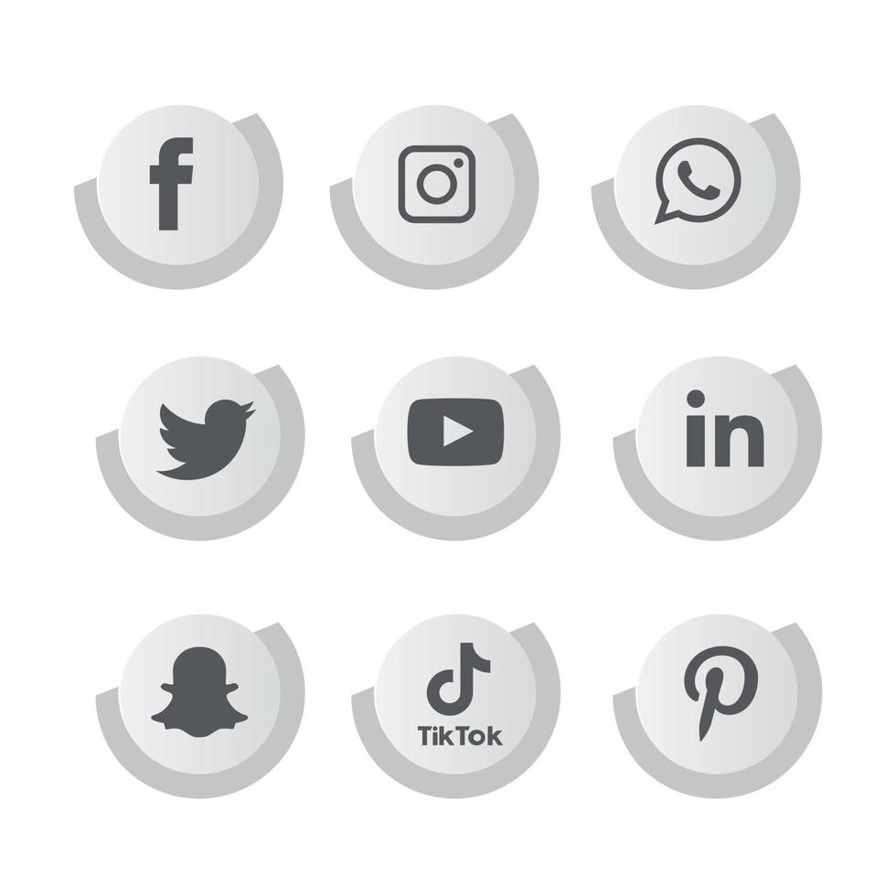 le icone dei social media impostano l'illustratore di vettore del logo