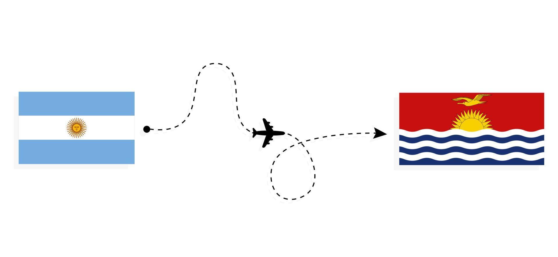 volo e viaggio a partire dal argentina per kiribati di passeggeri aereo viaggio concetto vettore
