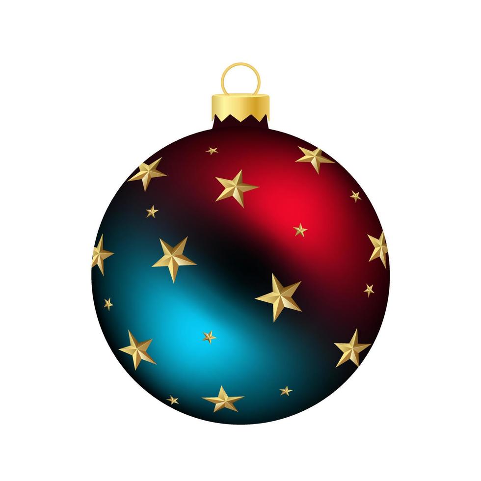 giocattolo o palla dell'albero di Natale arcobaleno in colore blu e rosso vettore