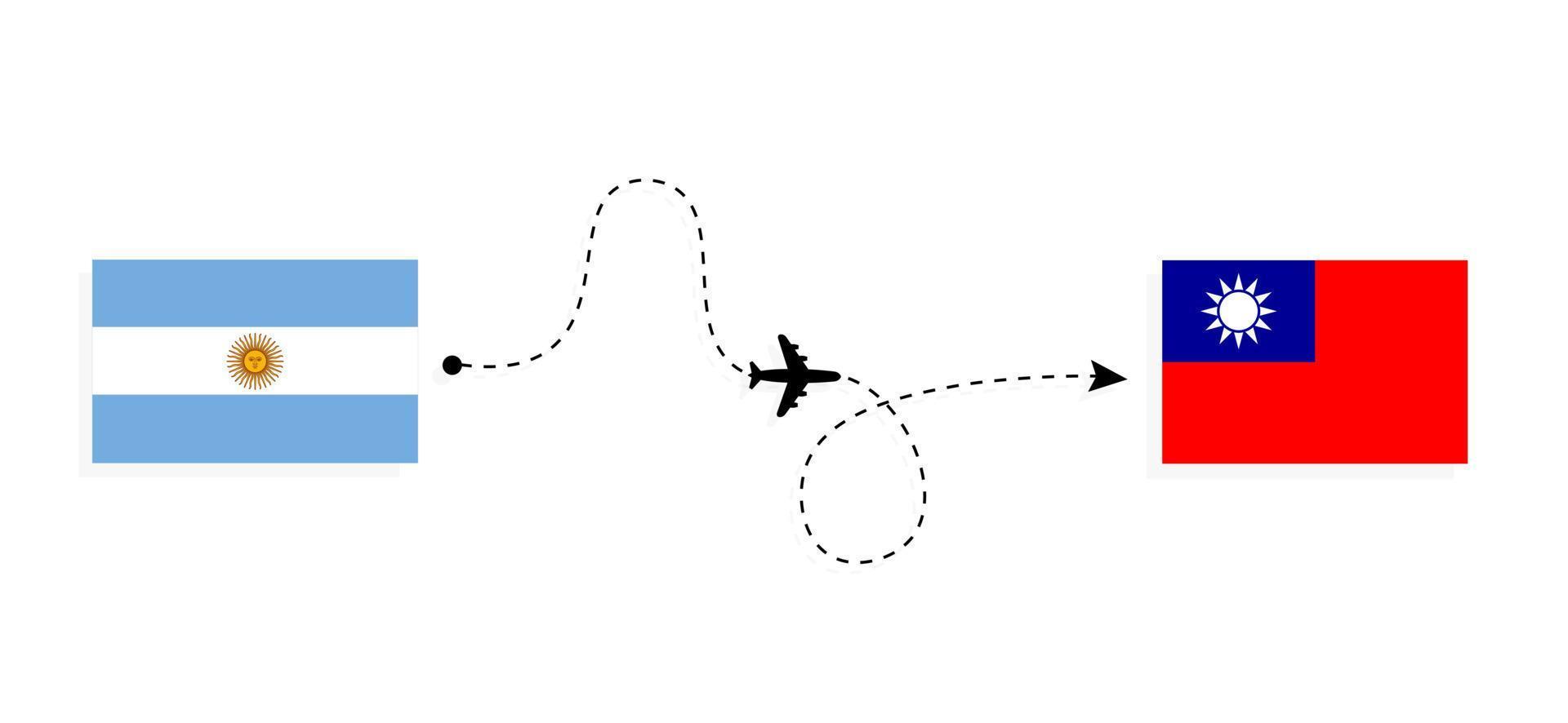 volo e viaggio a partire dal argentina per Taiwan di passeggeri aereo viaggio concetto vettore