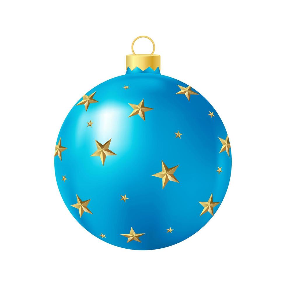 blu Natale albero giocattolo con oro stelle realistico colore illustrazione vettore