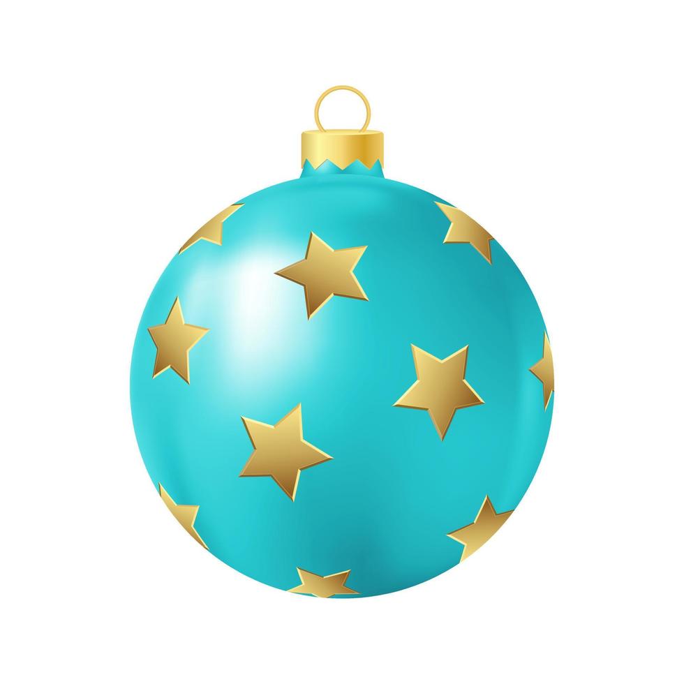 turchese Natale albero giocattolo con d'oro stelle realistico colore illustrazione vettore