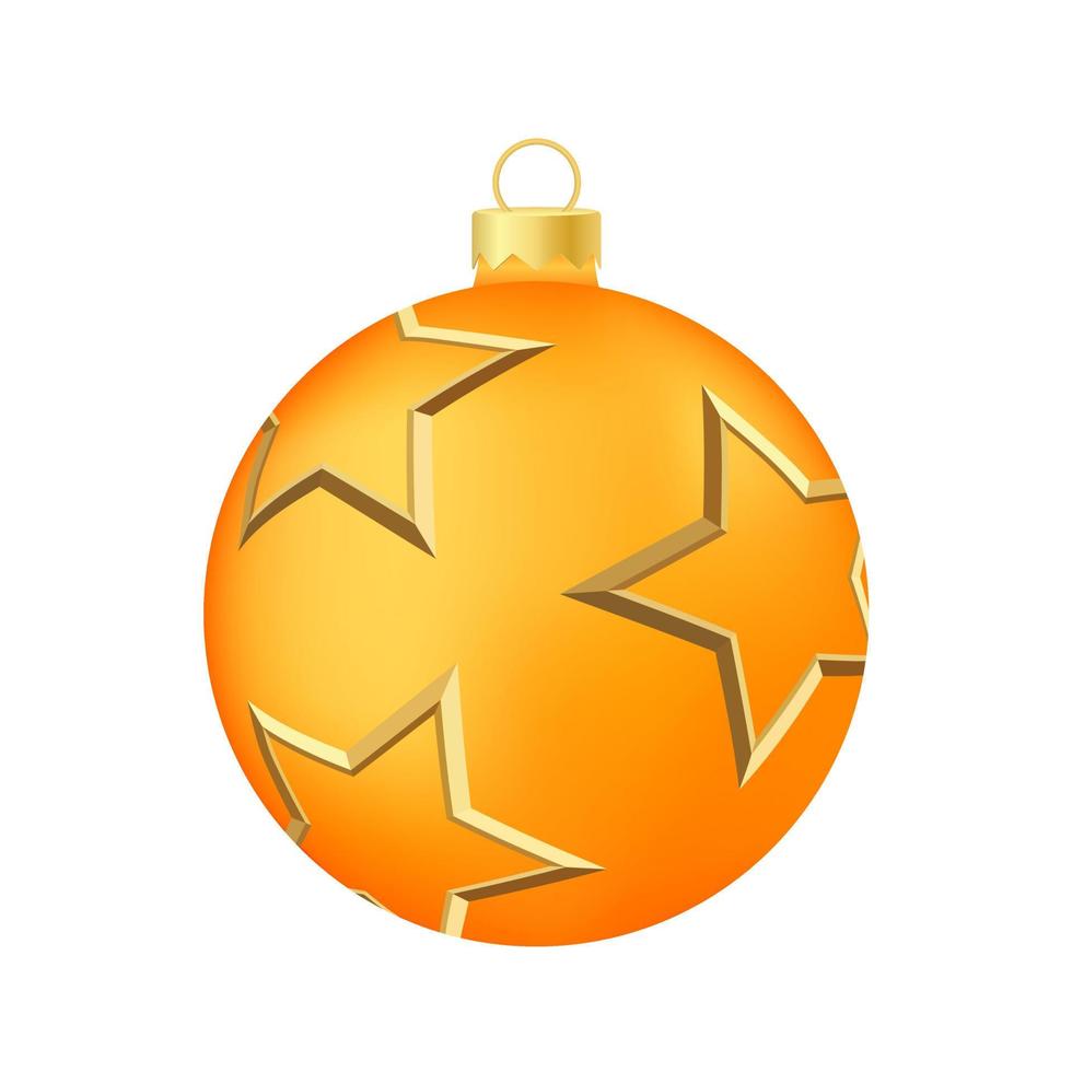 albero di natale arancione giocattolo o palla illustrazione volumetrica e realistica a colori vettore