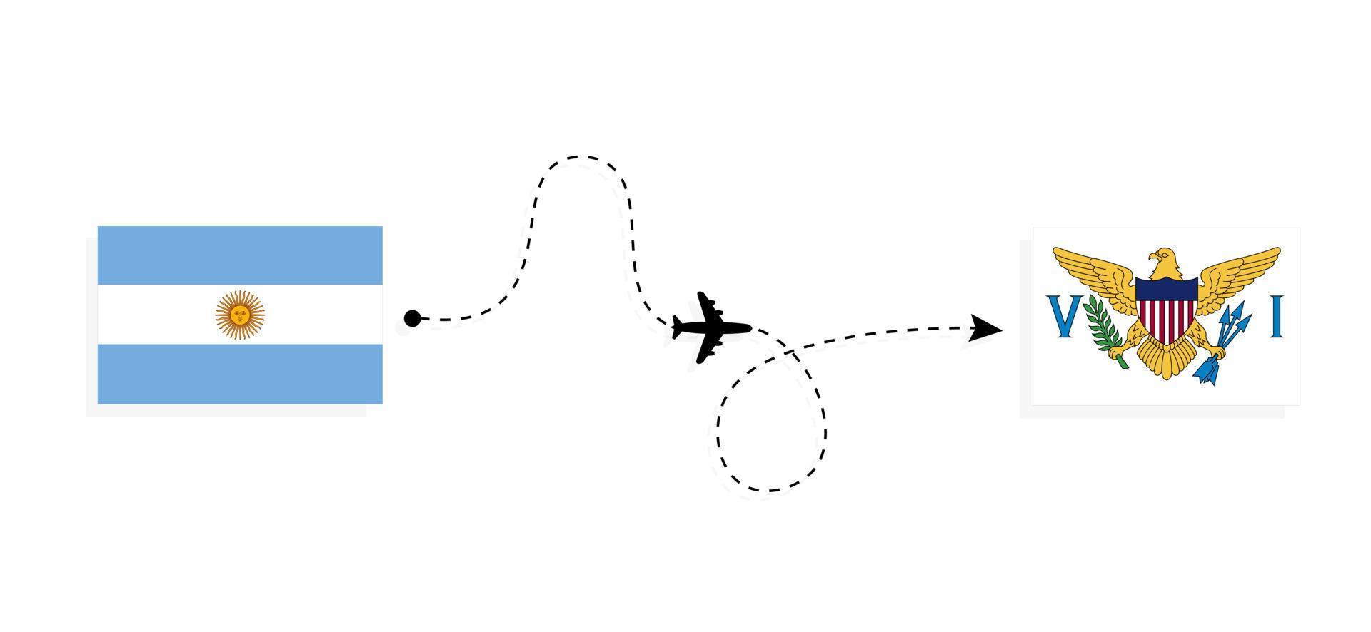 volo e viaggio a partire dal argentina per unito stati vergine isole di passeggeri aereo viaggio concetto vettore