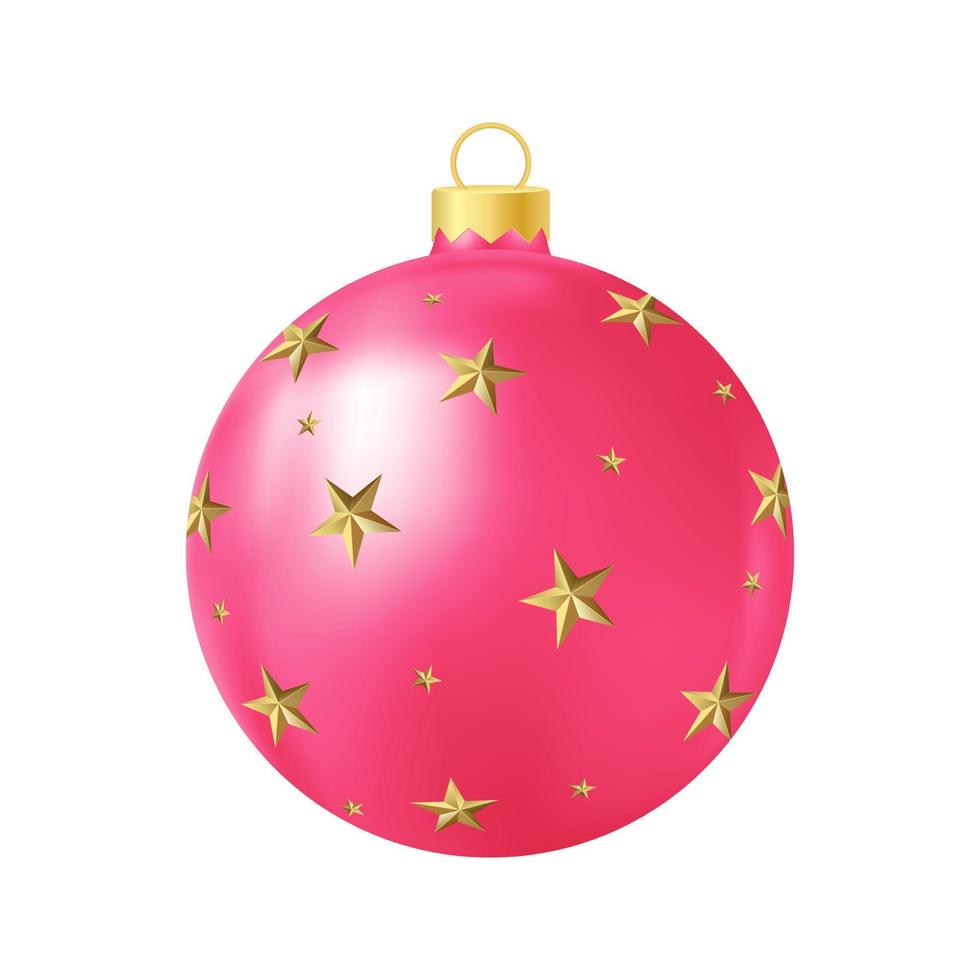 rosa Natale albero giocattolo con d'oro stelle realistico colore illustrazione vettore