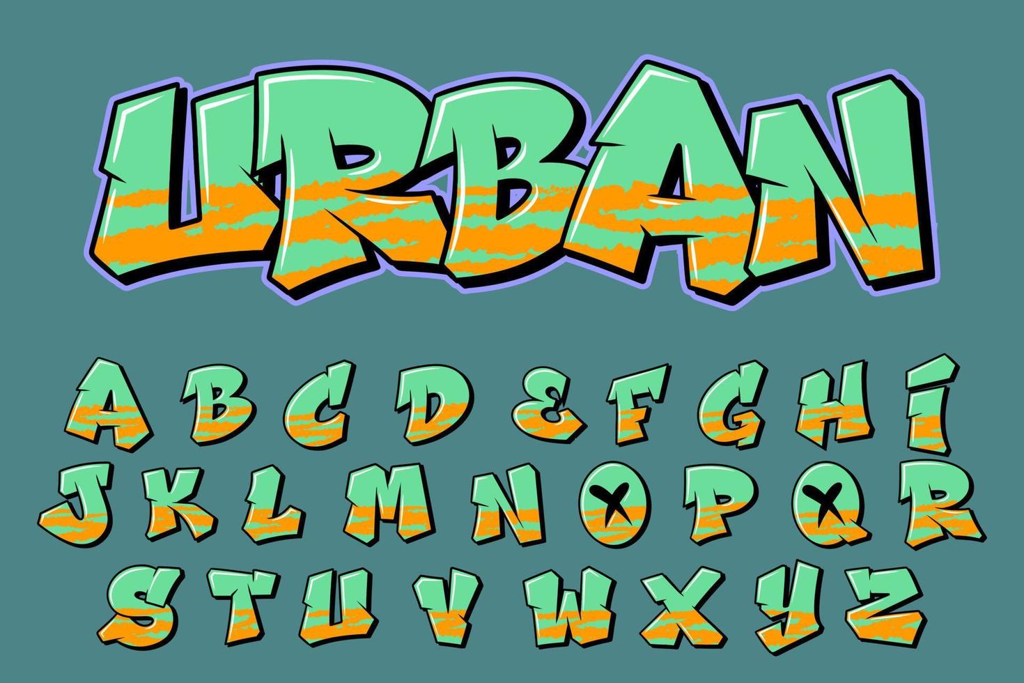 urbano strada alfabeto graffiti testo vettore lettere