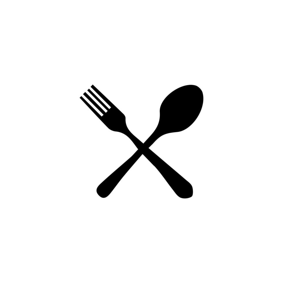 cucchiaio e forchetta vettore icona nel nero stile. eps 10