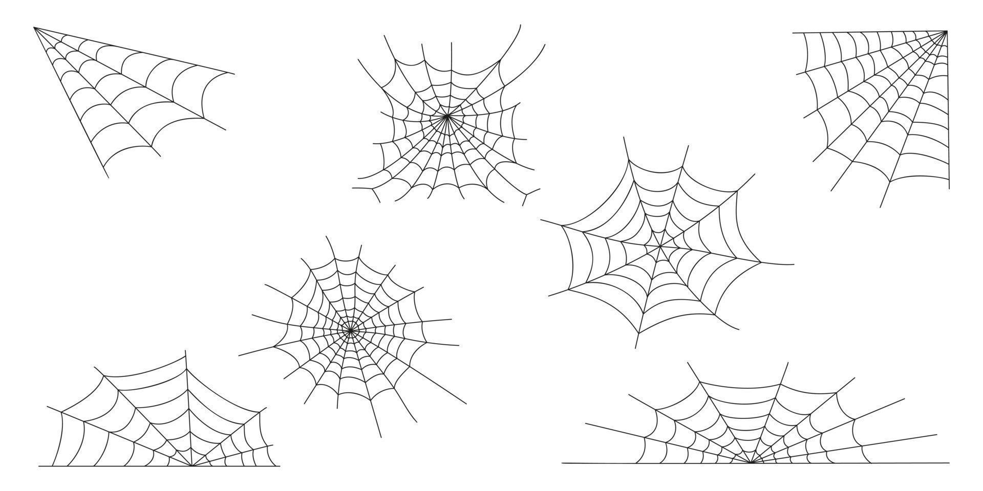 ragnatela icone impostare. ragno ragnatela trame, elementi per Halloween festa decorazione vettore