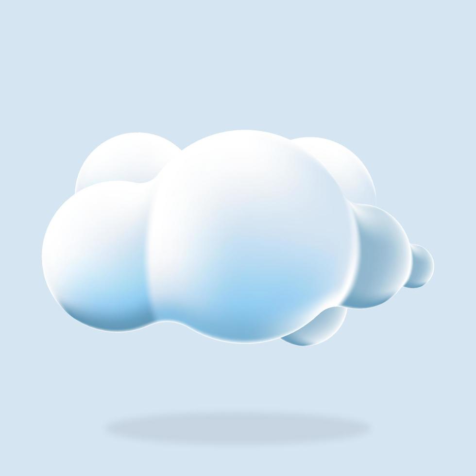 3d nube isolato sfondo. rendere morbido il giro cartone animato soffice nube icona nel il blu cielo. 3d geometrico forma. 3d plastica nube. realistico soffice nube. vettore illustrazione