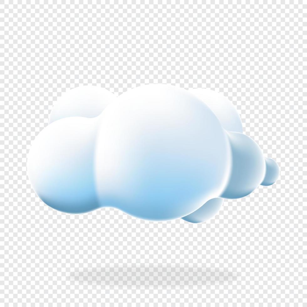 3d nube isolato sfondo. rendere morbido il giro cartone animato soffice nube icona nel il blu cielo. 3d geometrico forma. 3d plastica nube. realistico soffice nube. vettore illustrazione