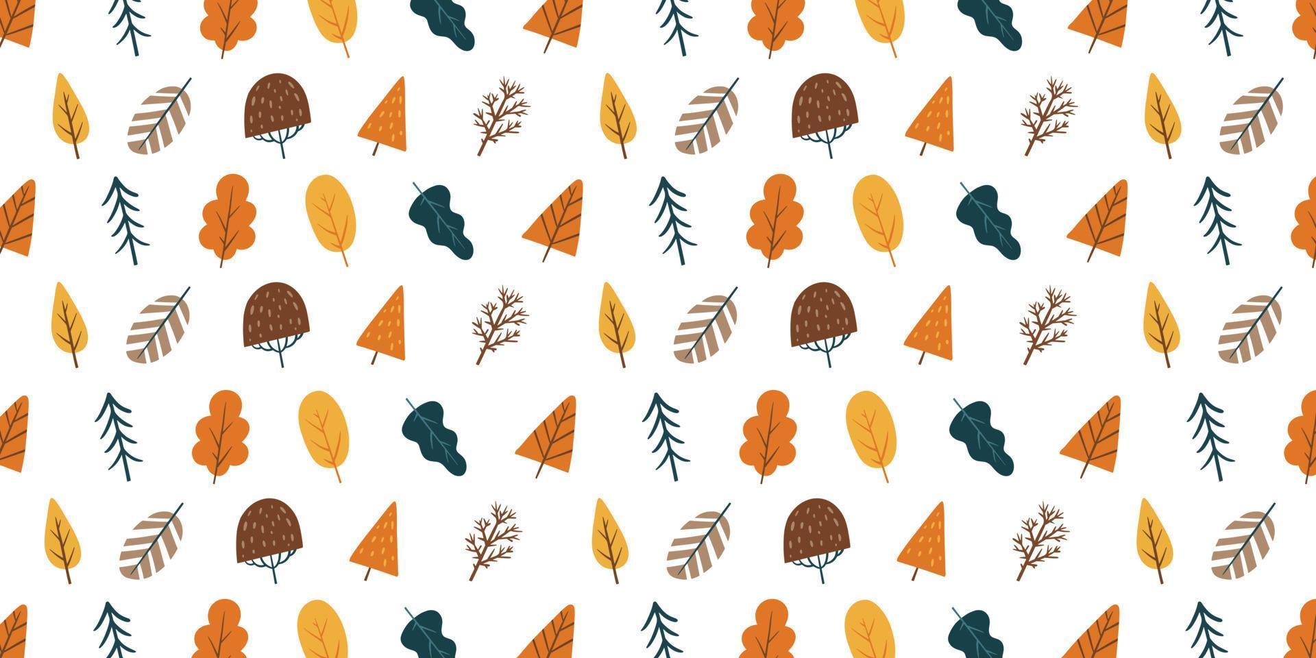 impostato di carino albero per autunno modello sfondo design elemento. collezione di semplice cartone animato di natura mano disegnato illustrazione vettore