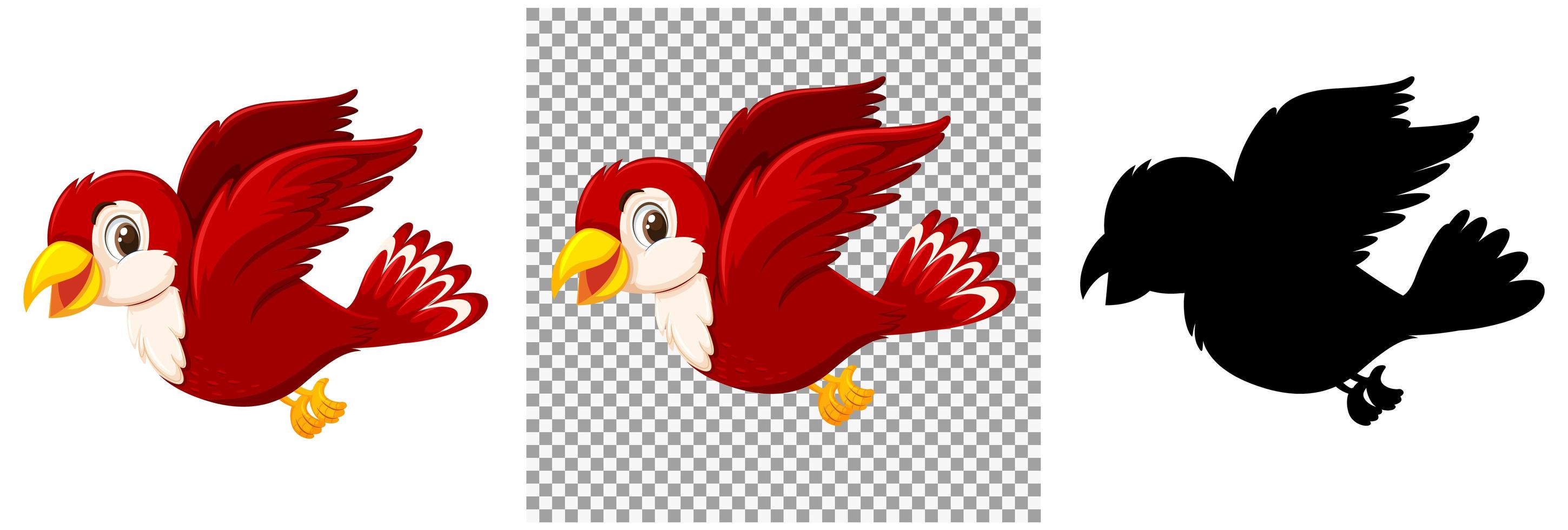 set di personaggi dei cartoni animati di uccello rosso vettore