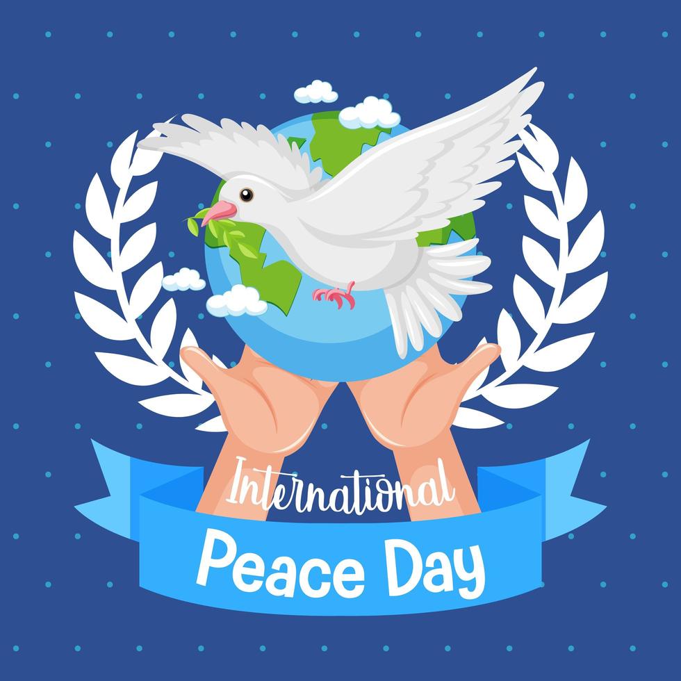 banner della giornata internazionale della pace con colomba vettore