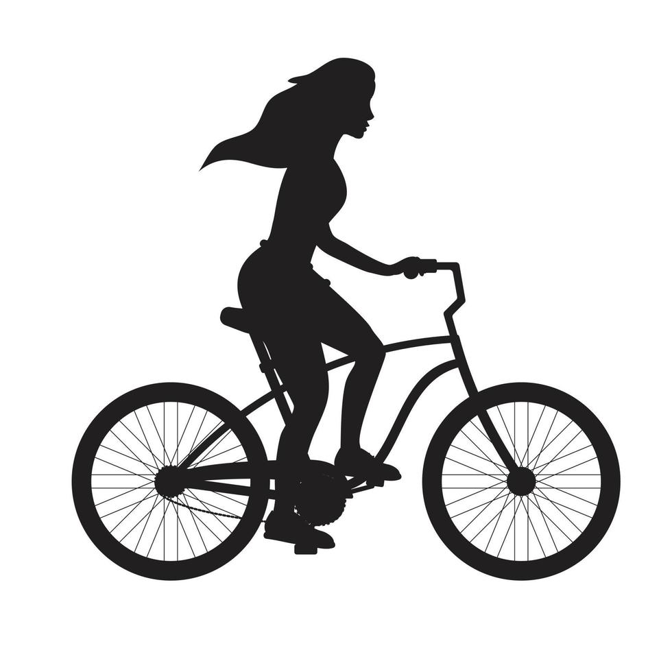 vettore ragazza equitazione un' bicicletta silhouette