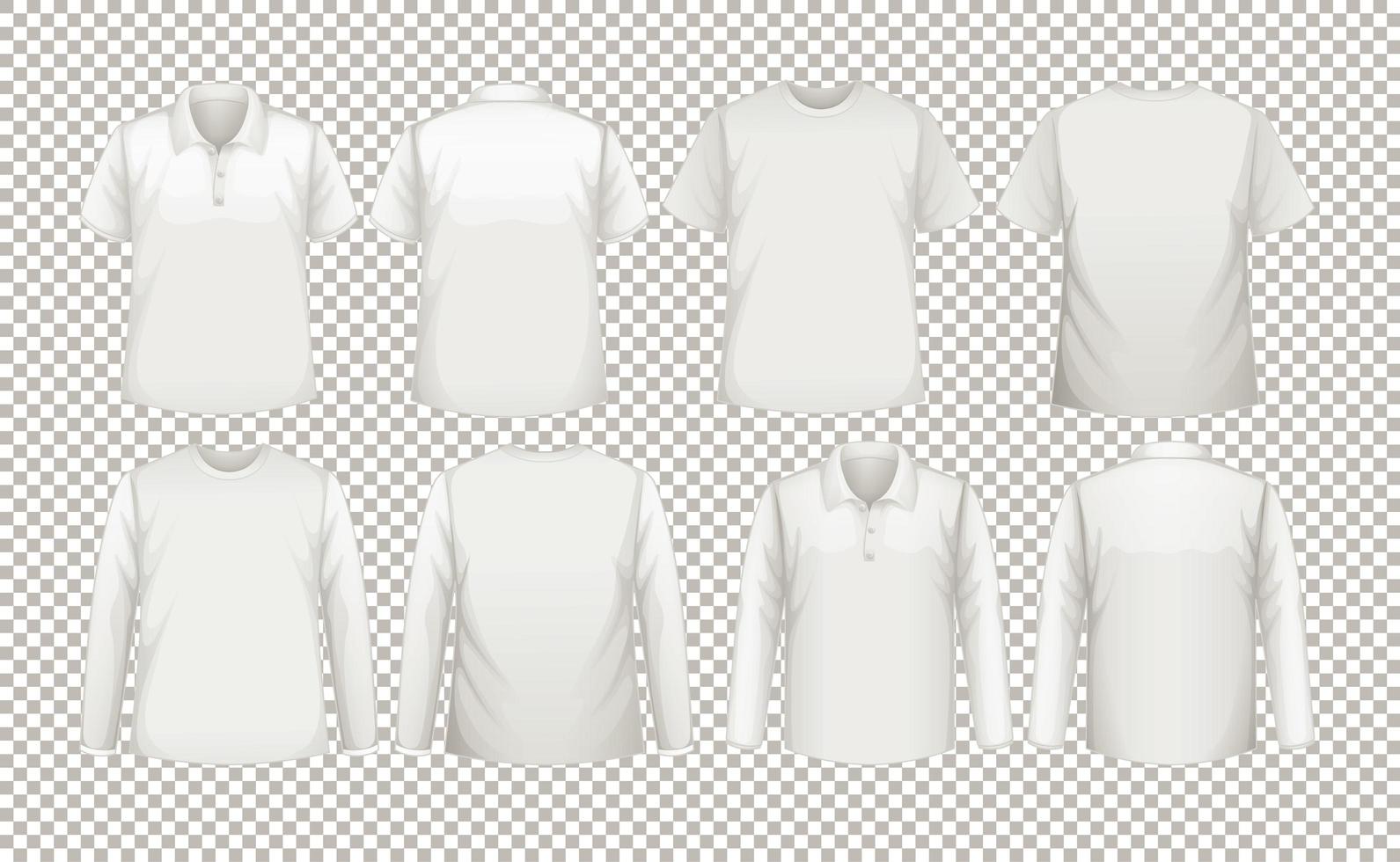 una collezione di diversi tipi di camicie bianche vettore