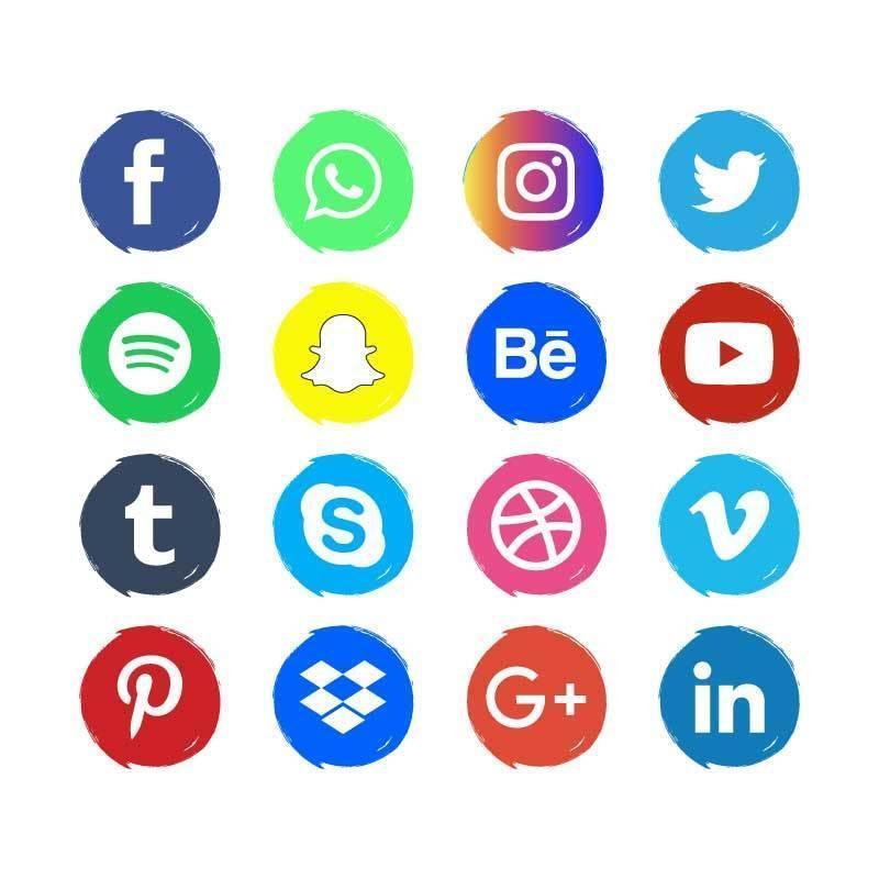 icone di social media colorate ruvide vettore