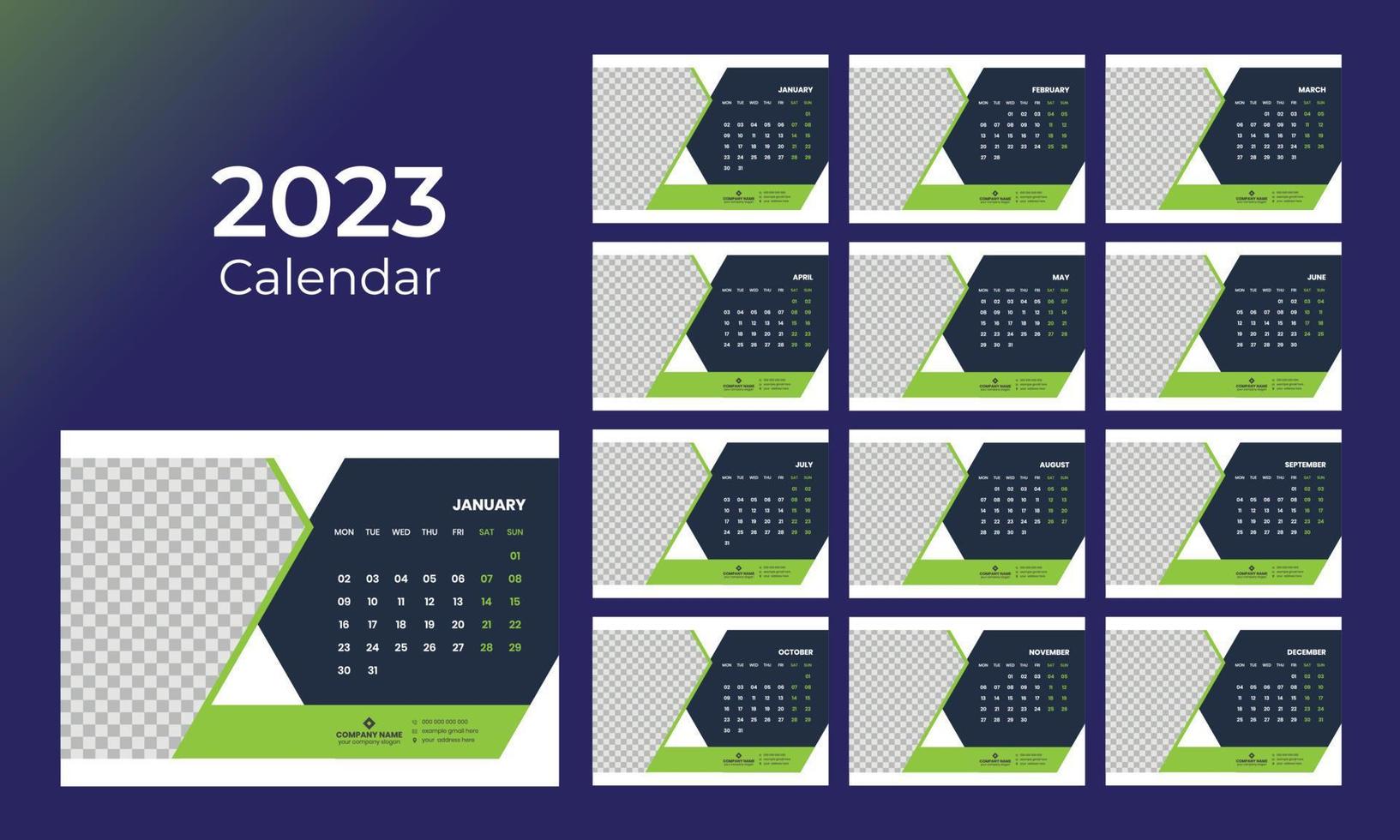 calendario da tavolo 2023 vettore