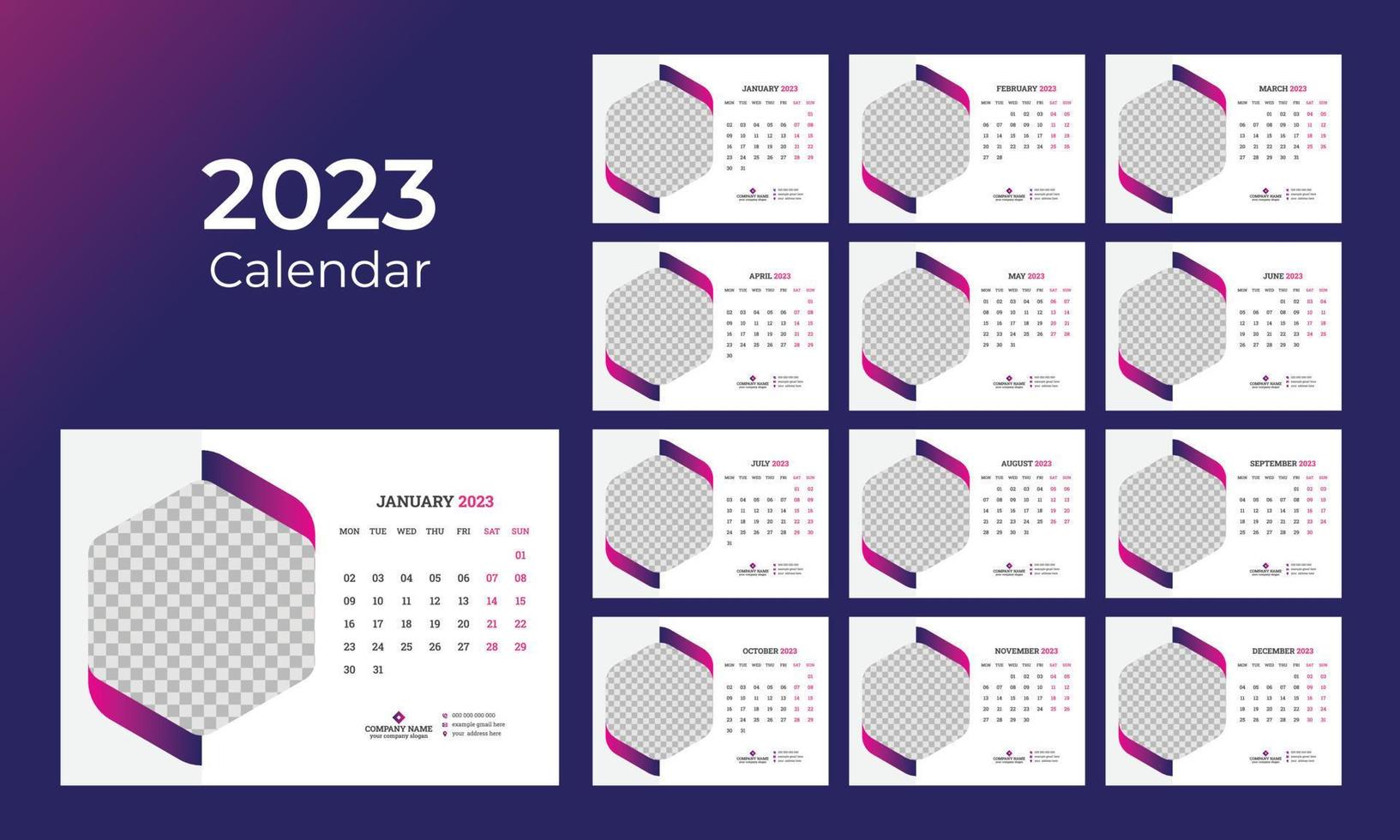 calendario da tavolo 2023 vettore