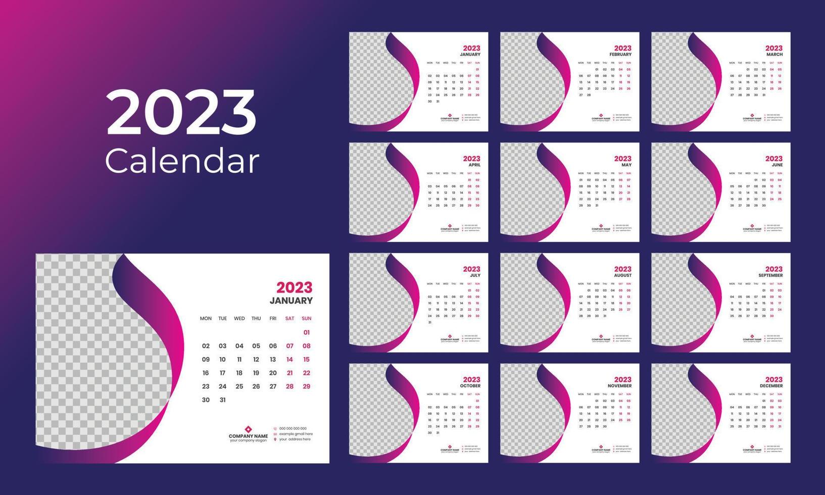 calendario da tavolo 2023 vettore