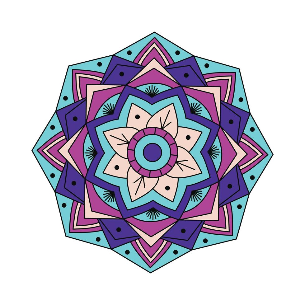 mandala colorato blu viola lineare vettore