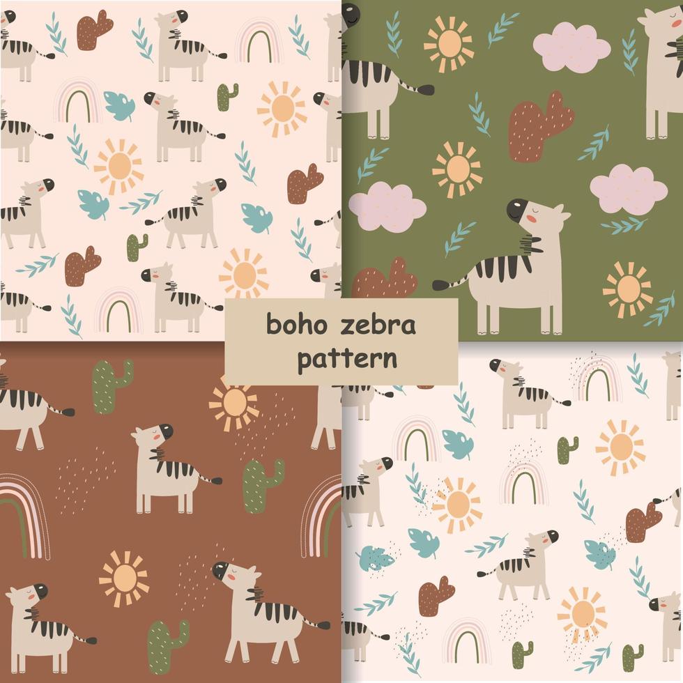 senza soluzione di continuità del bambino zebra modello nel boho stile. vettore illustrazione