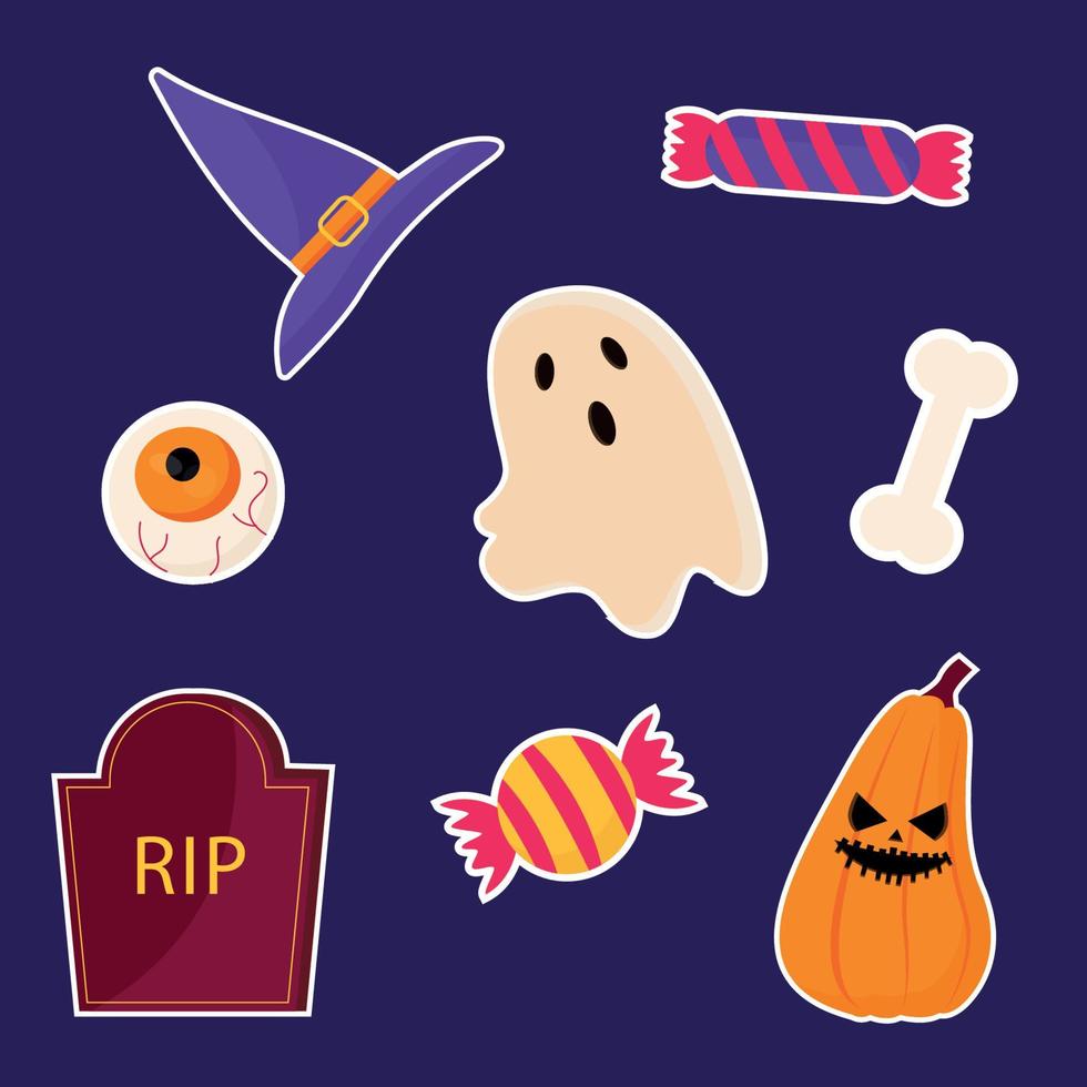 Halloween adesivi. fantasma, zucca. vettore illustrazione