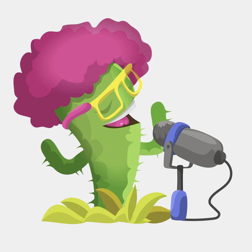cactus con microfono vettore
