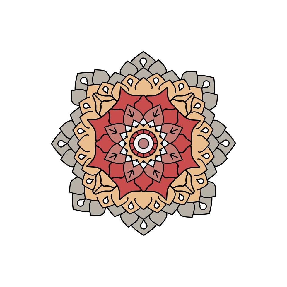 indiano colorato grigio e rosso mandala design vettore