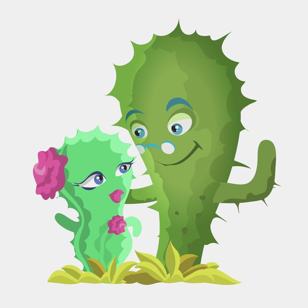 simpatici personaggi di cactus vettore