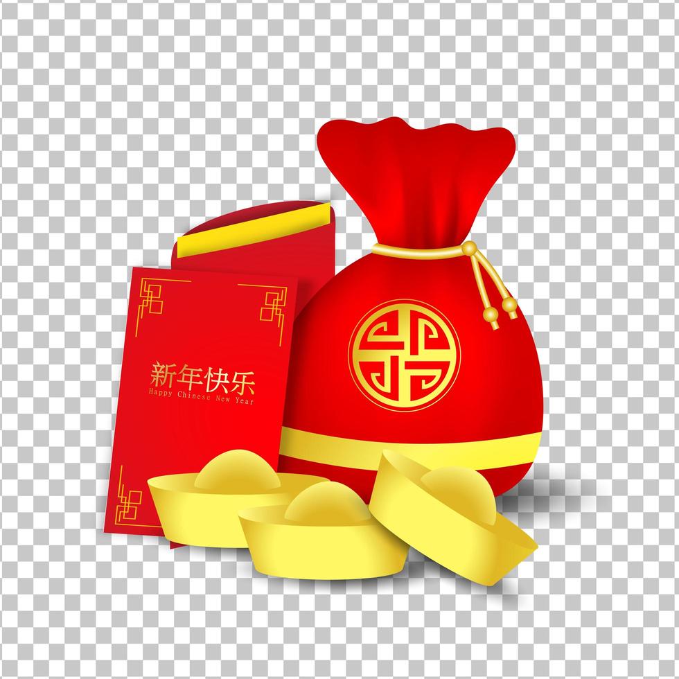 borsa rossa e pacchetto rosso per il capodanno cinese vettore