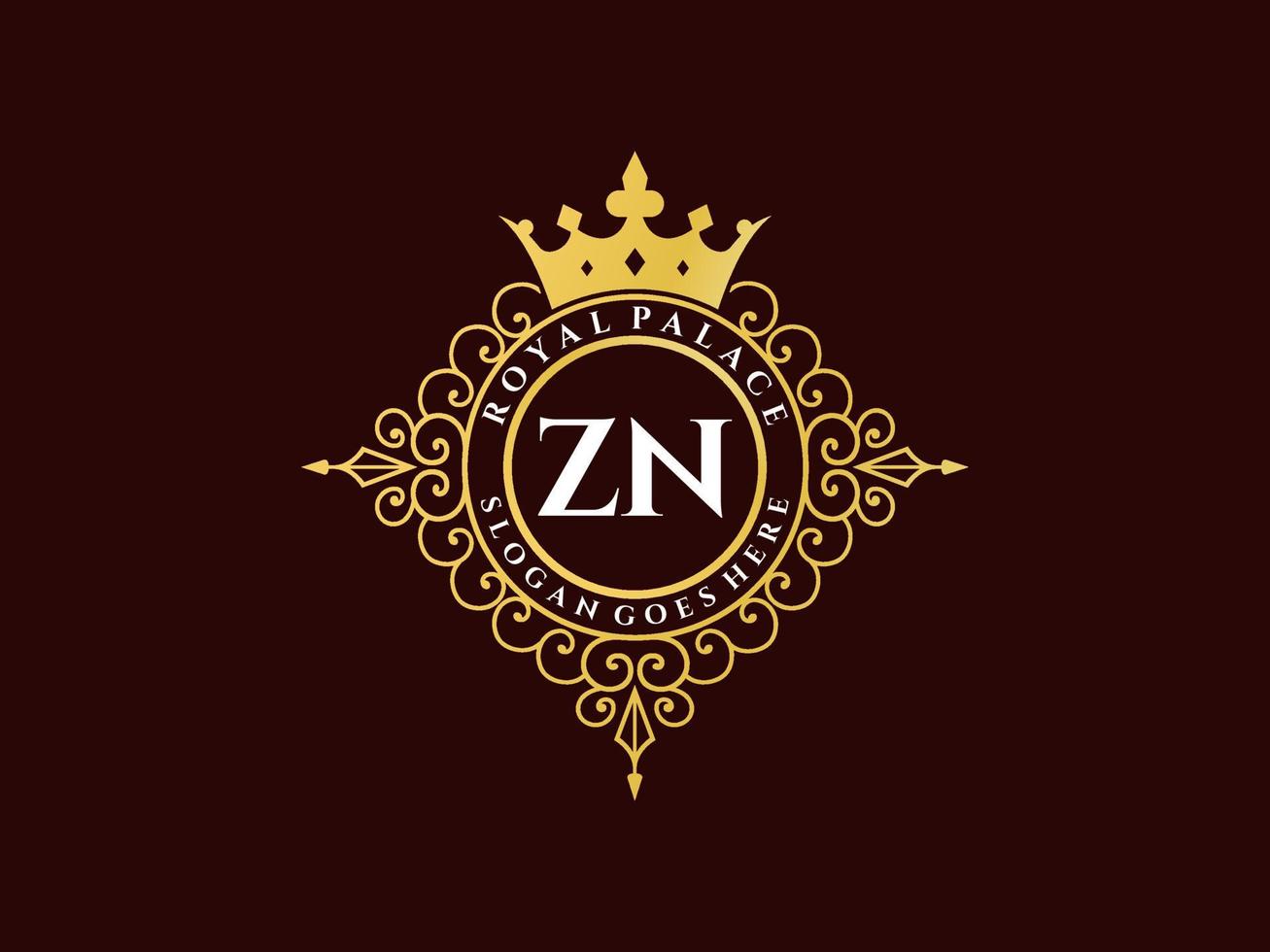 lettera zn antico reale lusso vittoriano logo con ornamentale telaio. vettore