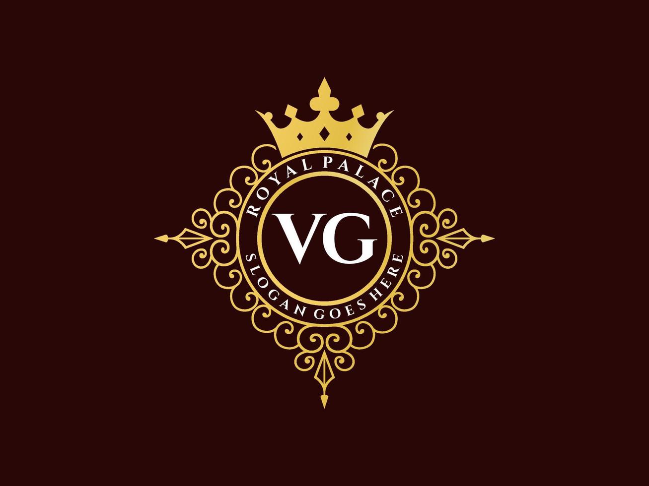lettera vg antico reale lusso vittoriano logo con ornamentale telaio. vettore