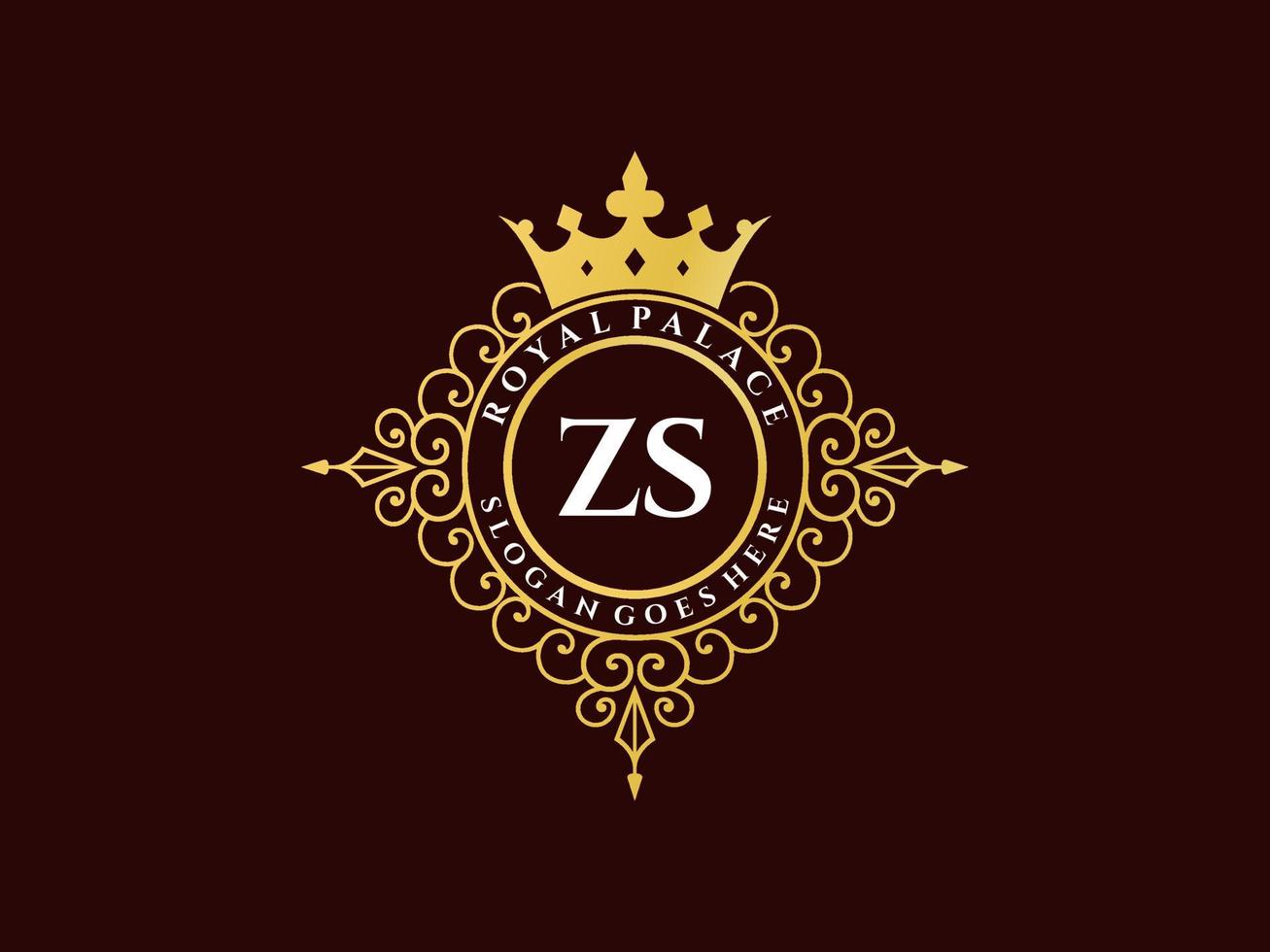 lettera zs antico reale lusso vittoriano logo con ornamentale telaio. vettore