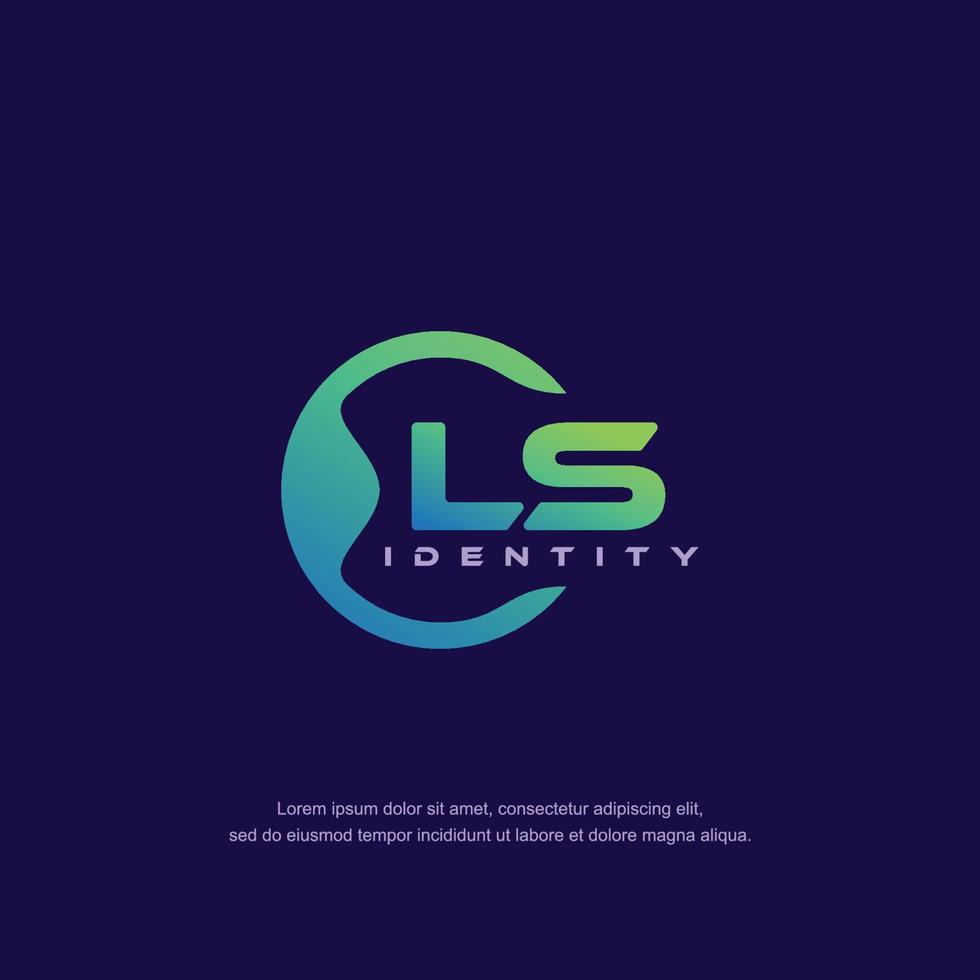 ls iniziale lettera circolare linea logo modello vettore con pendenza colore miscela