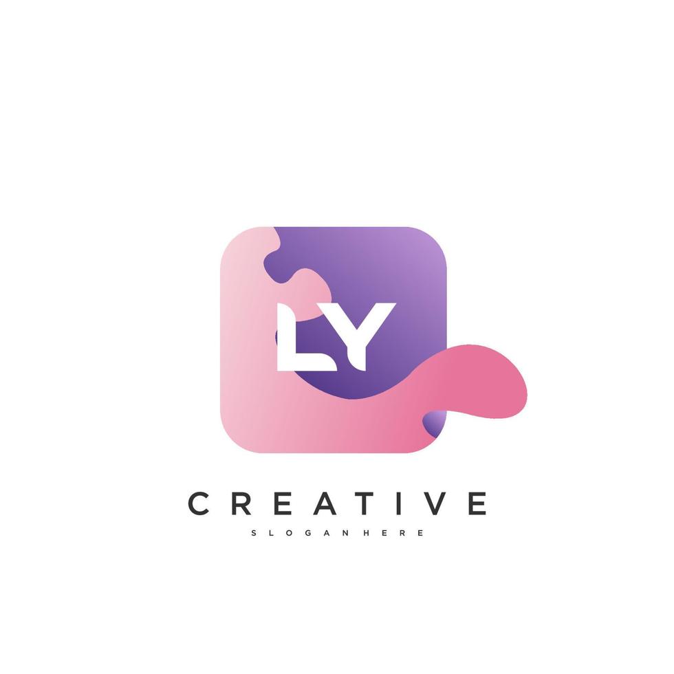 LY iniziale lettera logo icona design modello elementi con onda colorato arte vettore