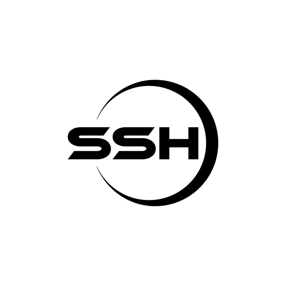 ssh lettera logo design con bianca sfondo nel illustratore. vettore logo, calligrafia disegni per logo, manifesto, invito, eccetera.