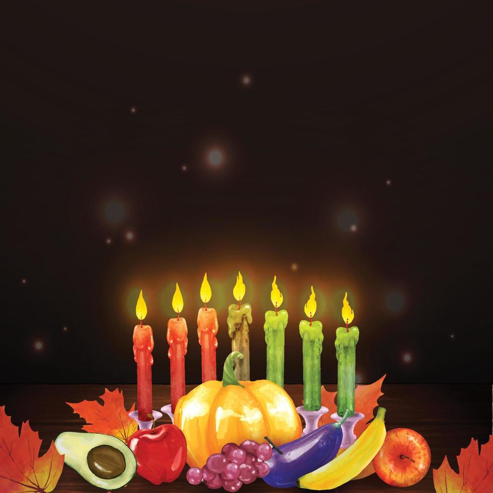 celebrare Kwanzaa con colorato candela vettore