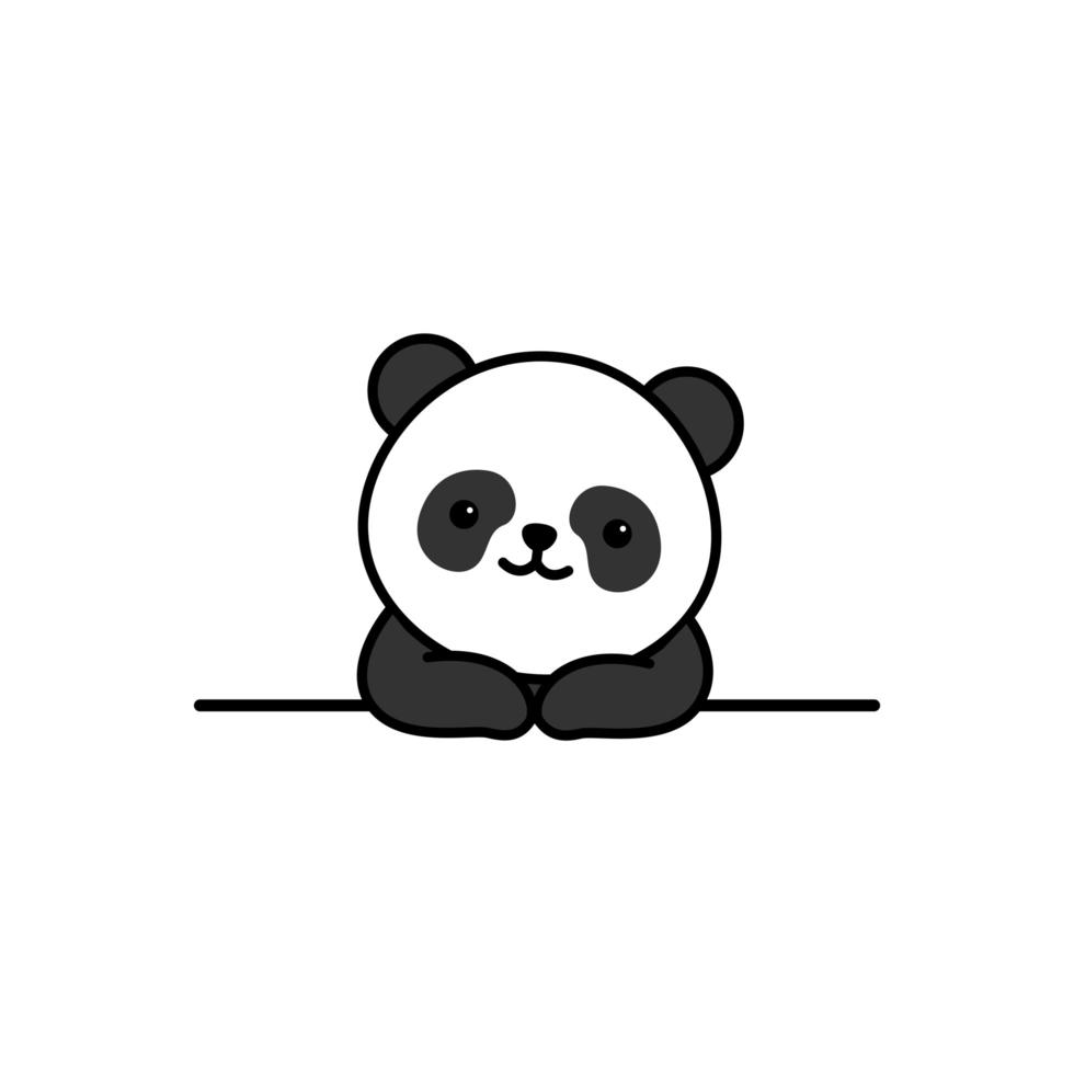simpatico panda appoggiato al muro cartone animato vettore