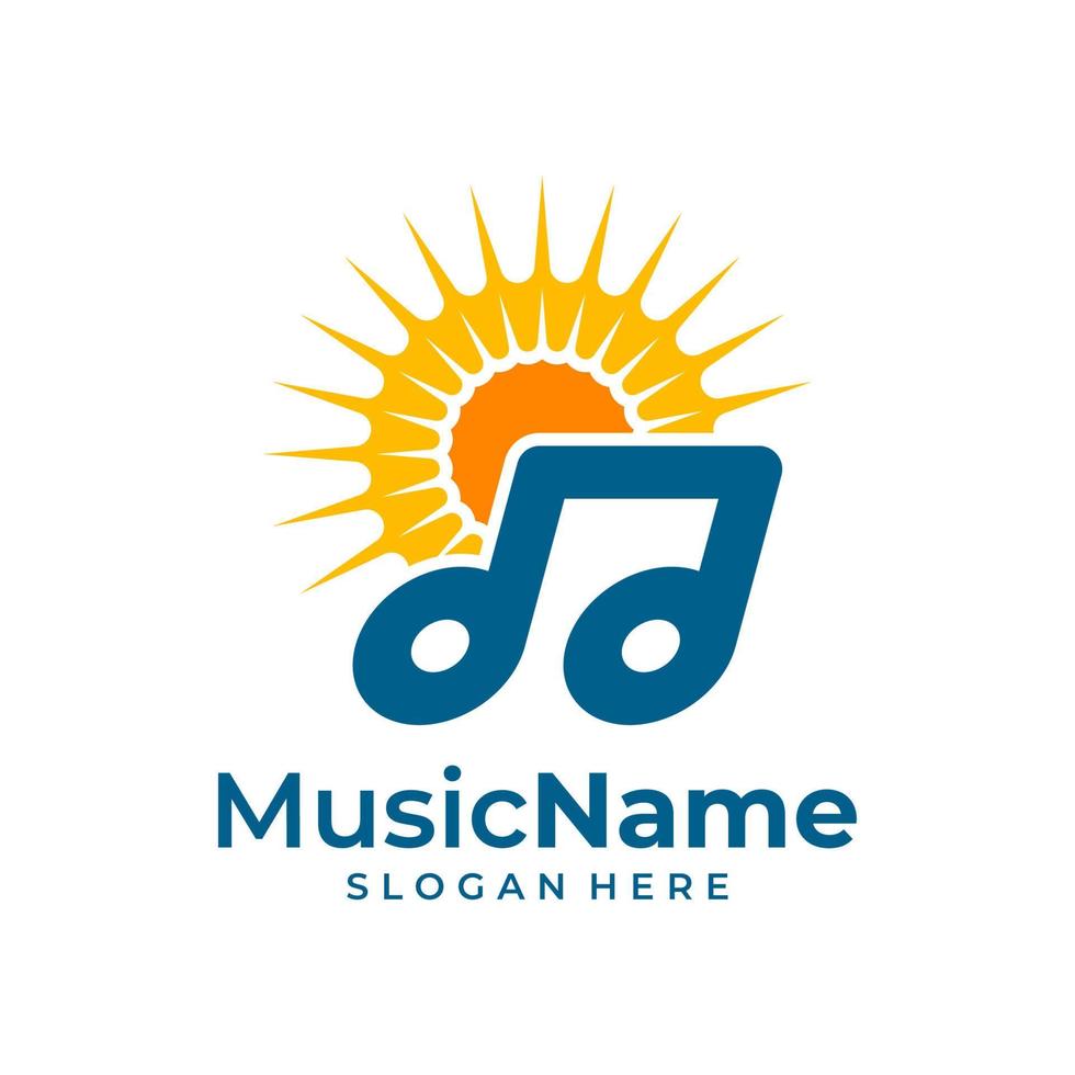 musica sole logo vettore icona illustrazione. sole musica logo design modello