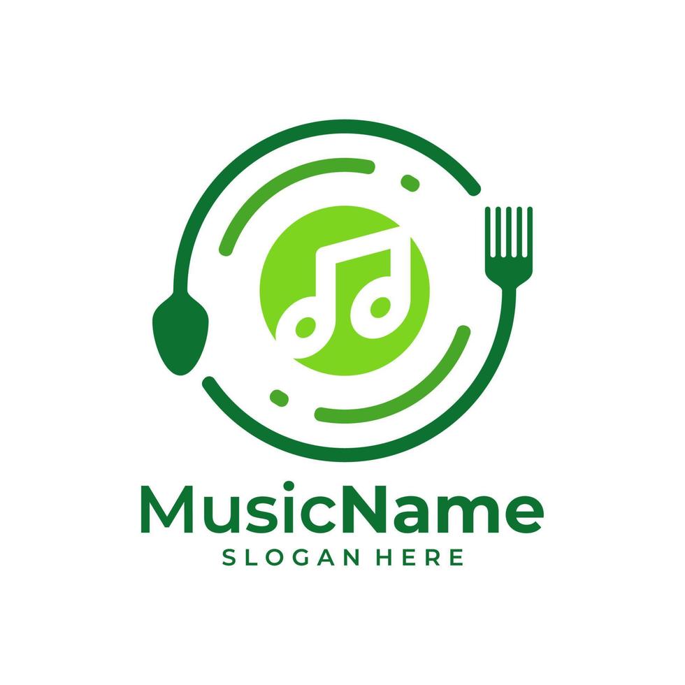 cibo musica logo vettore. musica cibo logo design modello vettore