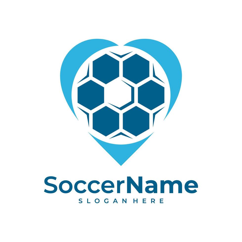 amore calcio logo modello, calcio amore logo design vettore