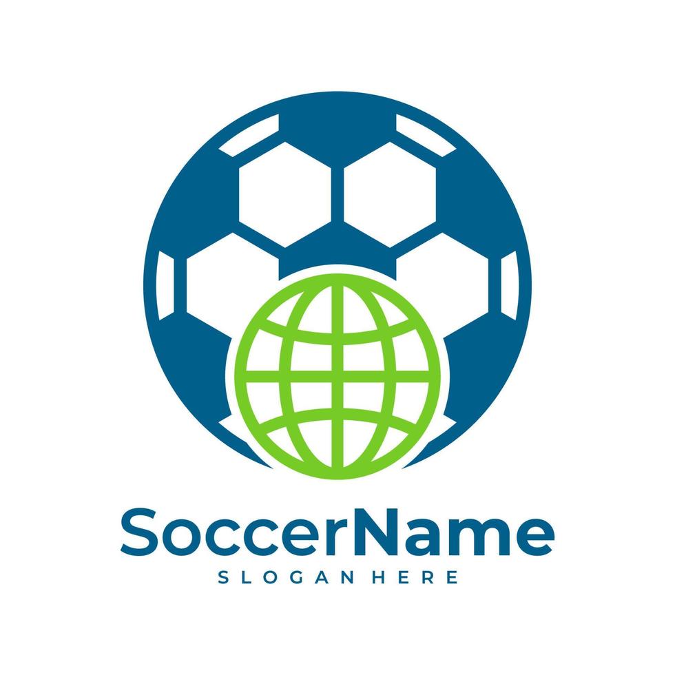 mondo calcio logo modello, calcio mondo logo design vettore