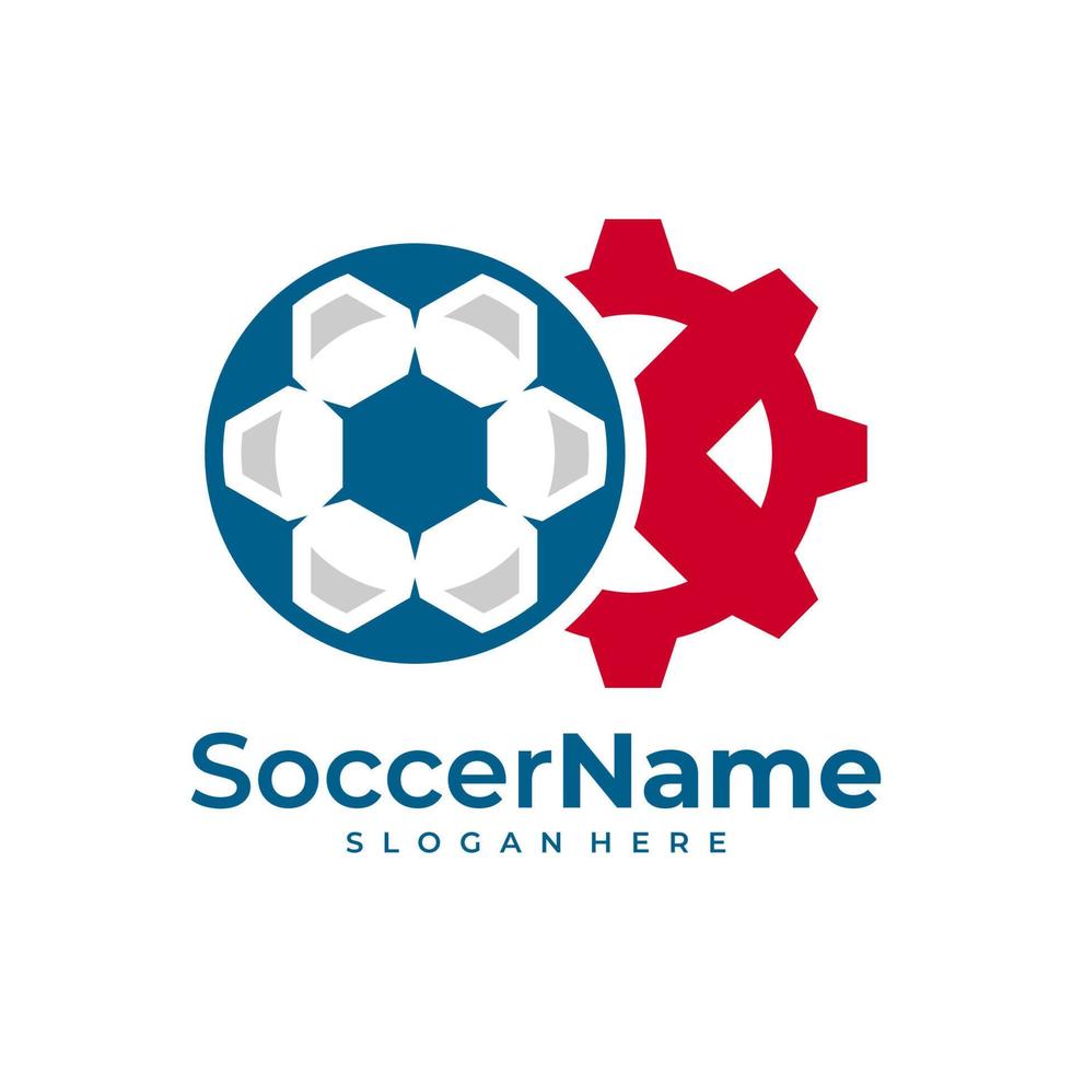 Ingranaggio calcio logo modello, calcio Ingranaggio logo design vettore